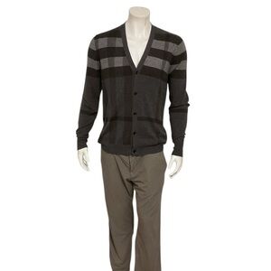 Burberry London Men’s Grey Wool Cardigan Sweater